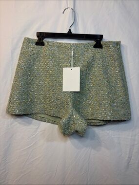 NWT Endless Rose Mint Multi Tweed Shorts Metallic Sequin Size Small $85 Retail